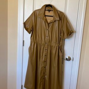 Who what wear faux leather Carmel long dress with pockets size xxl